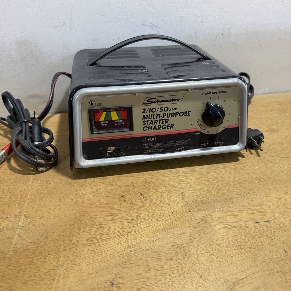 Schumacher SE-60 12V Multi-Purpose 2/10/50A Battery Charger Maintainer Starter